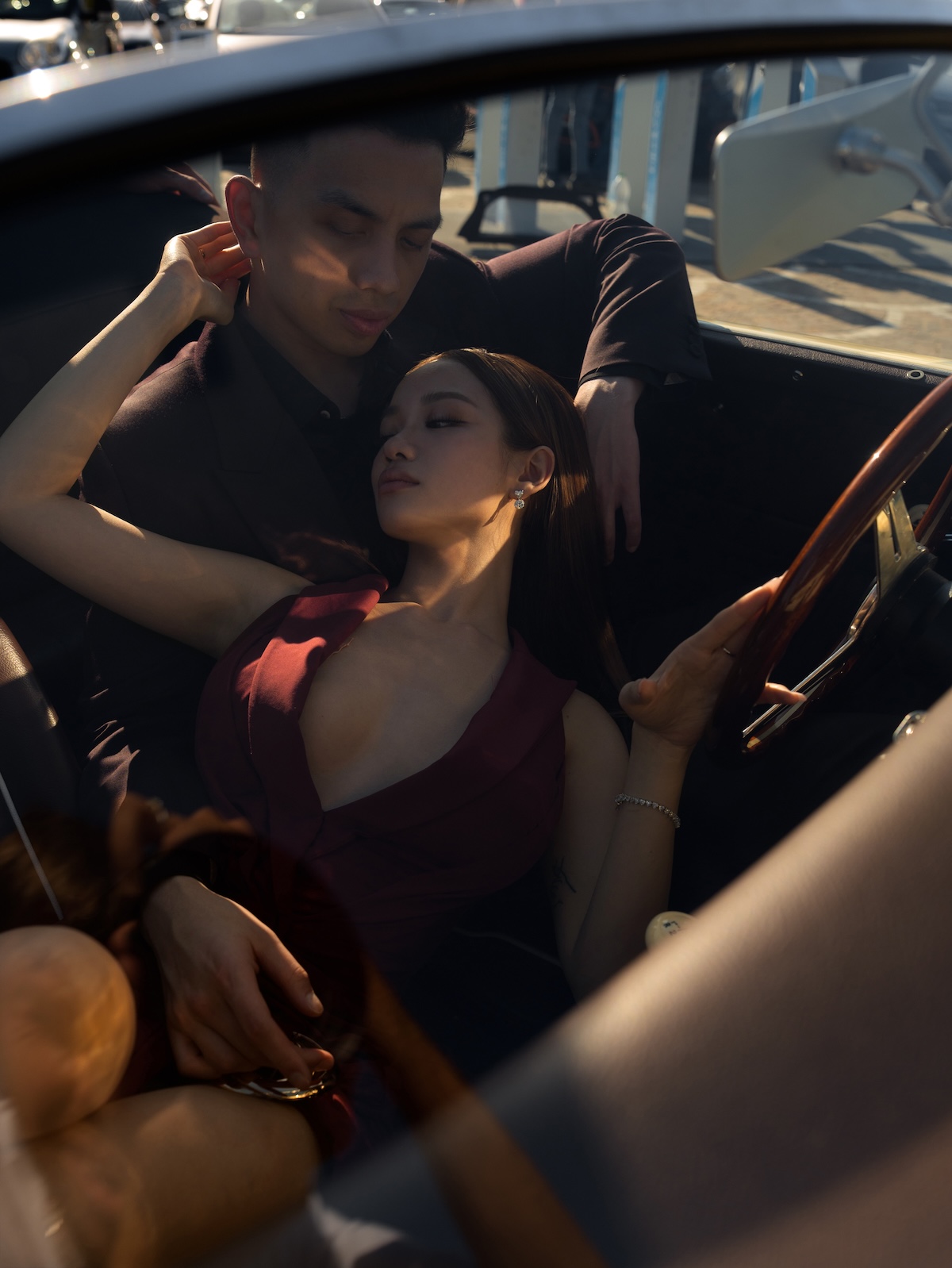 Candid shot of a couple laughing